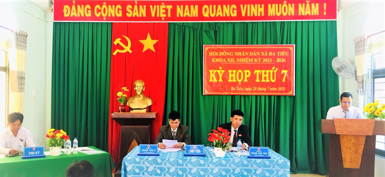 Hội đồng nhân dân xã Ba Tiêu khoá XII, nhiệm kỳ 2021 - 2026, tổ chức kỳ họp thứ 7 (Kỳ họp thường lệ giữa năm 2023)